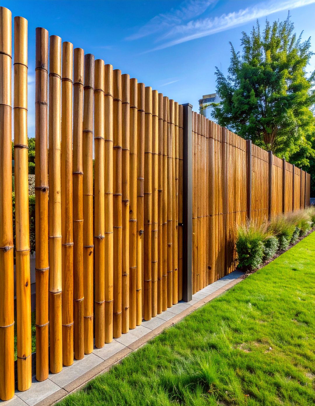 Contemporary Aluminum Bamboo Style Fence - 40 Japanese Fence Ideas for Serene Gardens