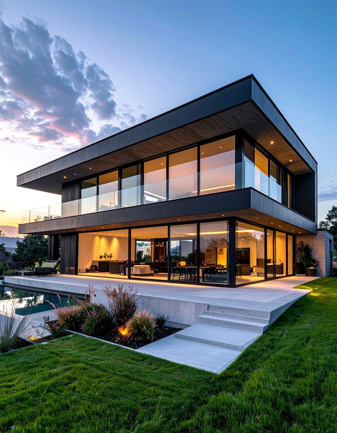 Contemporary House With Large Black Windows - 30 Houses With Black Windows for Bold Style