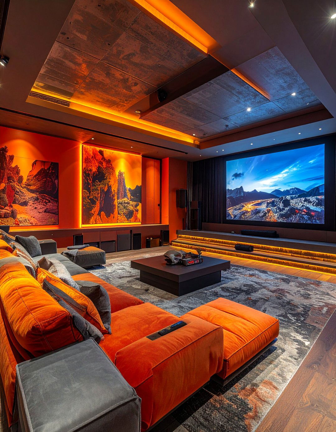 Contemporary Open Concept Theater - 20 Modern Home Theater Ideas for an Immersive Experience