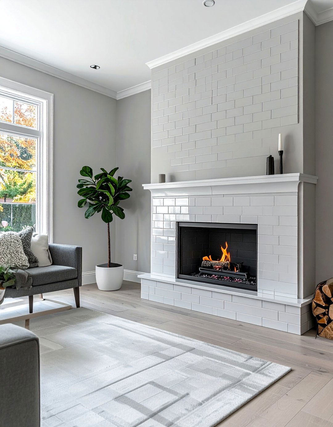 Contemporary Subway Tile Fireplace - 30 Craftsman-style Fireplace Ideas for a Cozy Home