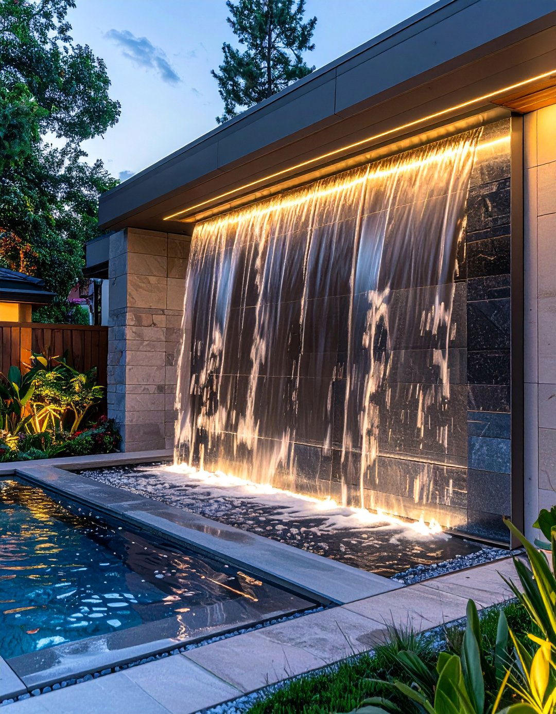 Contemporary Water Wall Features - 40 Luxury Landscaping Ideas for a Stunning Yard
