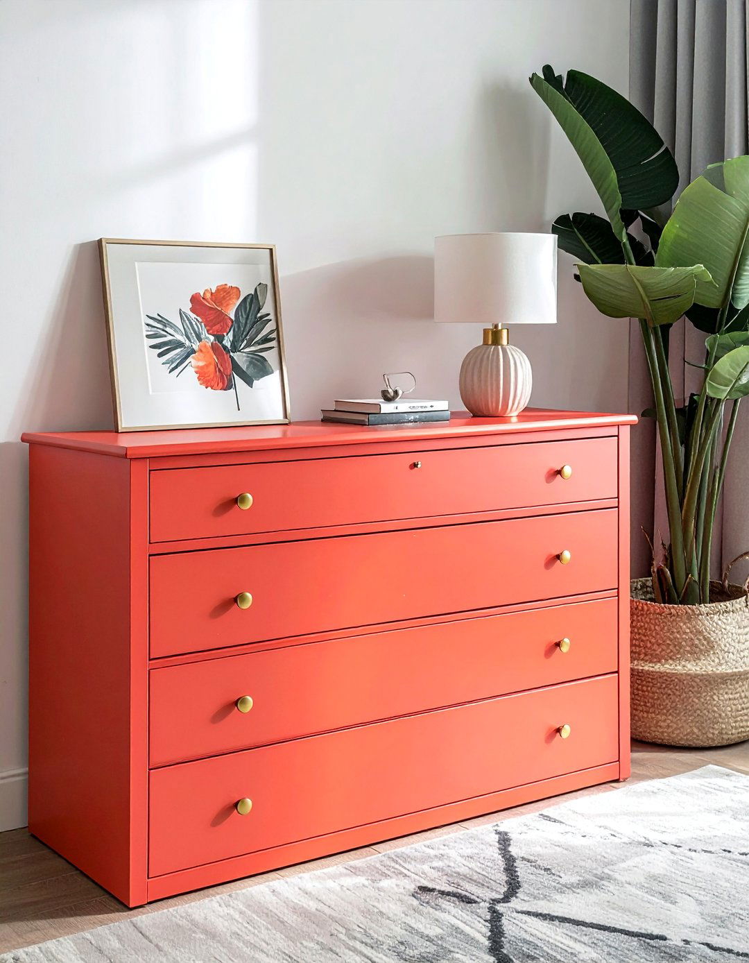 Coral Painted Chest of Drawers - 20 Painted Bedroom Furniture Ideas to Refresh Your Space