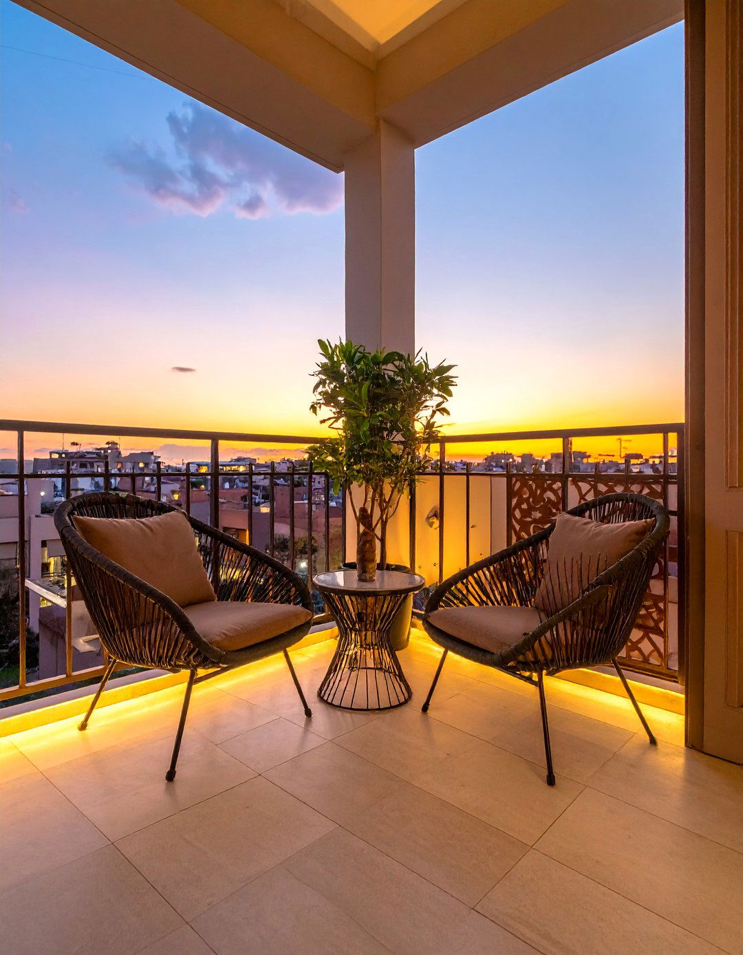 Corner Conversation Area - 30 Small Balcony Ideas to Maximize Your Space