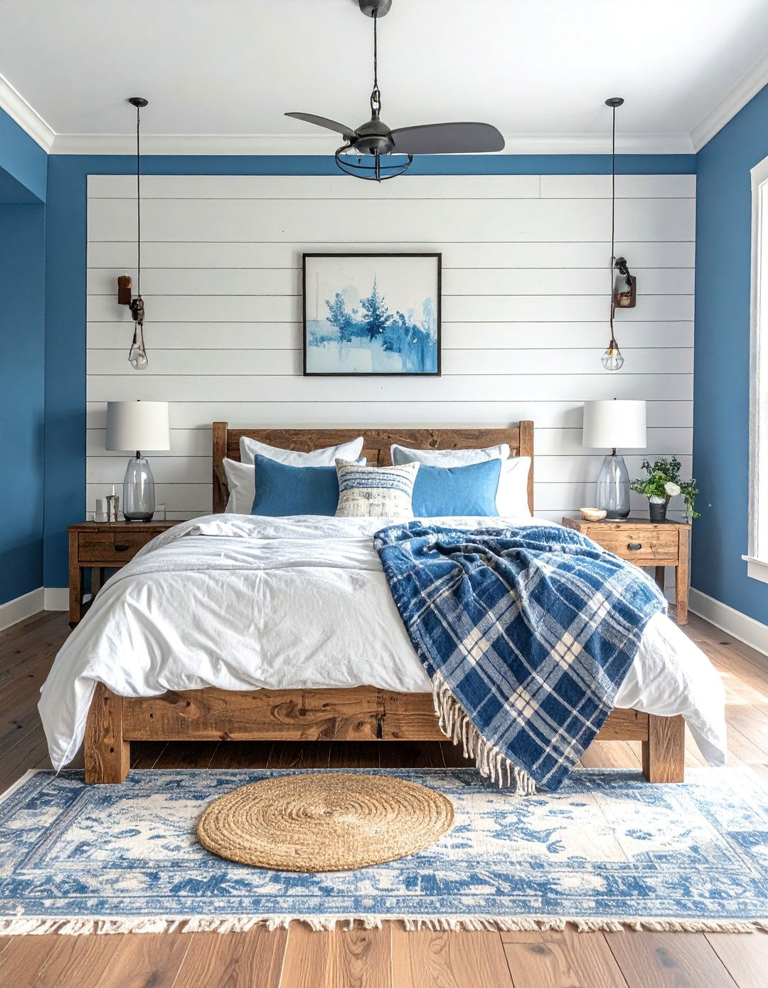 Cornflower Blue Farmhouse Style - 40 Blue Bedroom Ideas for a Serene and Relaxing Atmosphere