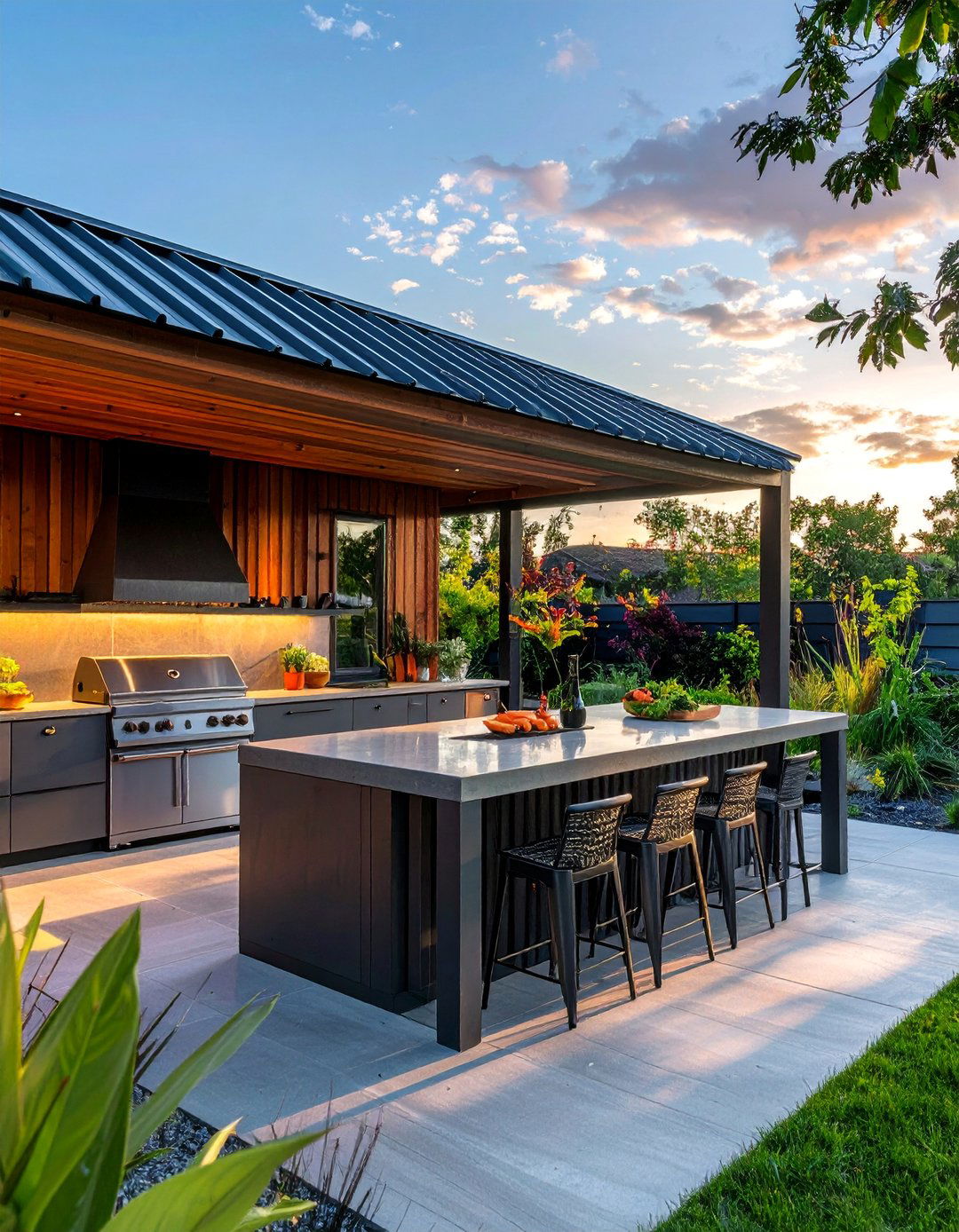 Corrugated Metal Roofing - 20 Outdoor Kitchen Roof Ideas for Shade and Style