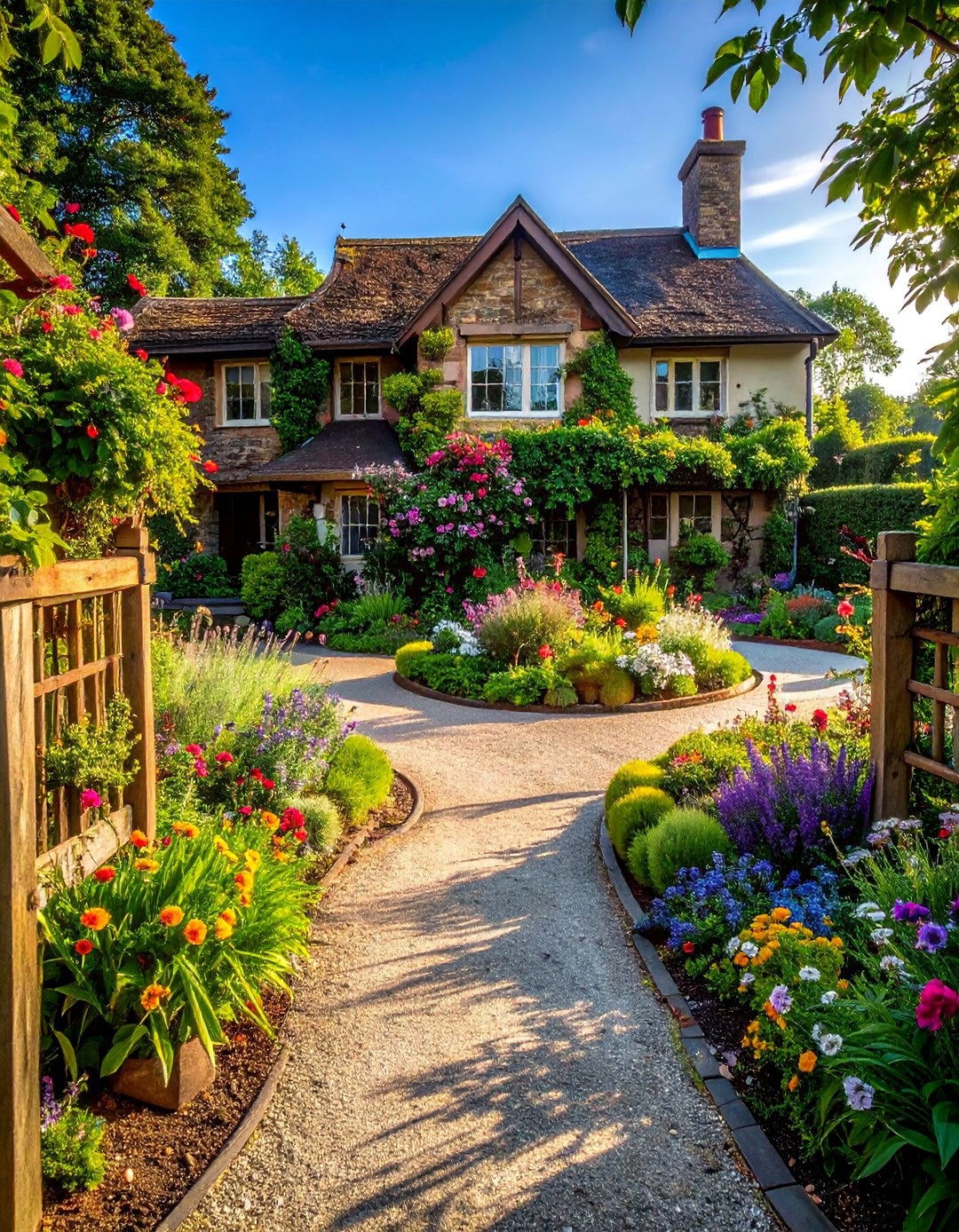 Cottage Garden Abundance - 30 Circular Driveway Landscaping Ideas for Your Home