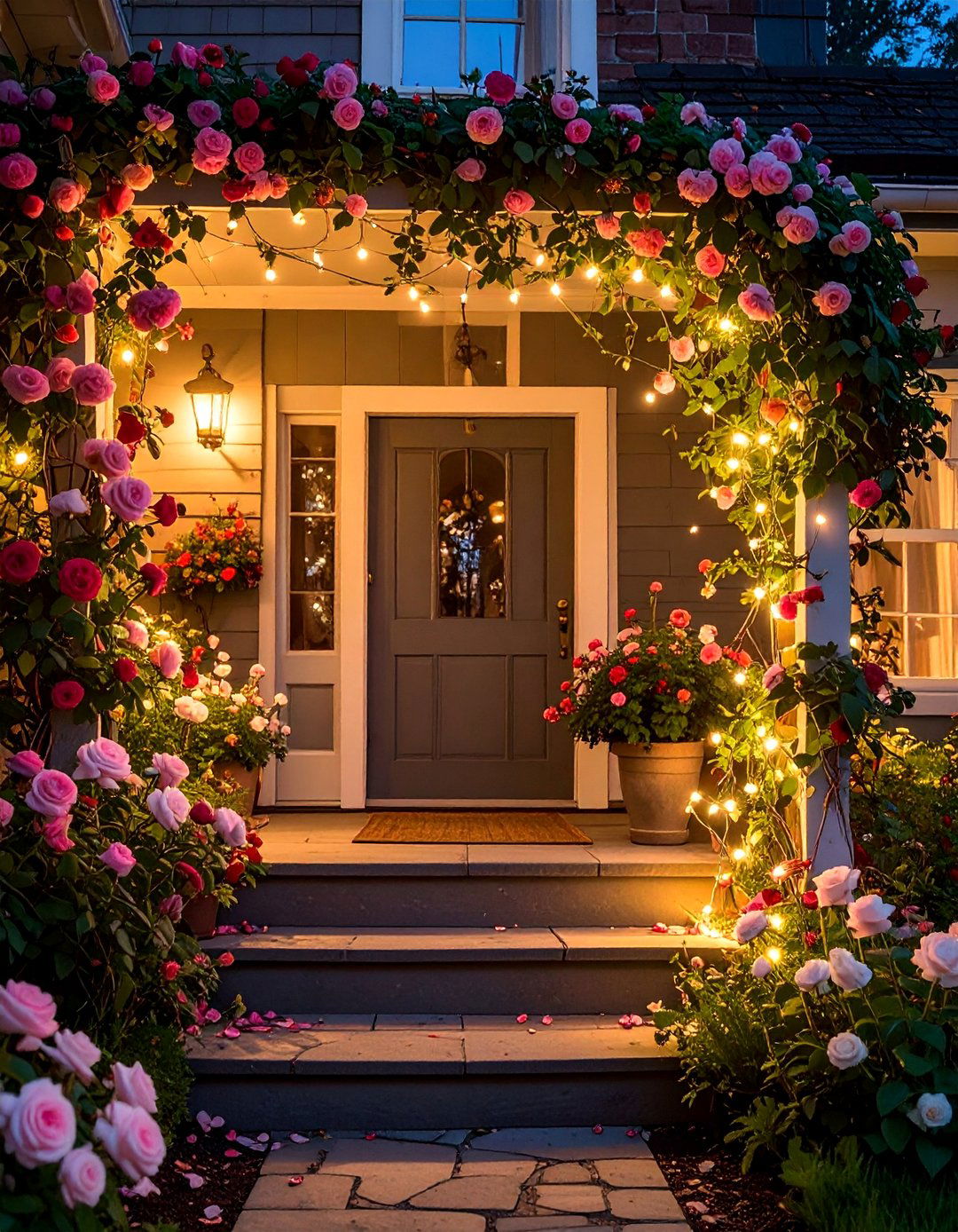 Cottage Garden Romance - 20 Front Porch String Lights Ideas for a Cozy Ambiance