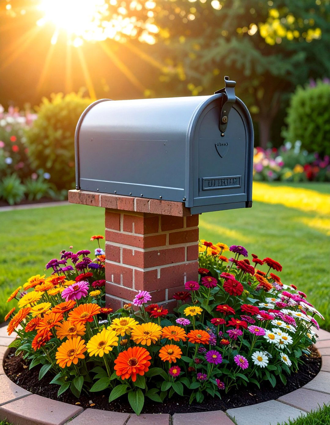 Cottage Style Brick Mailbox with a Flower Bed - 30 Brick Mailbox Ideas to Elevate Your Curb Appeal