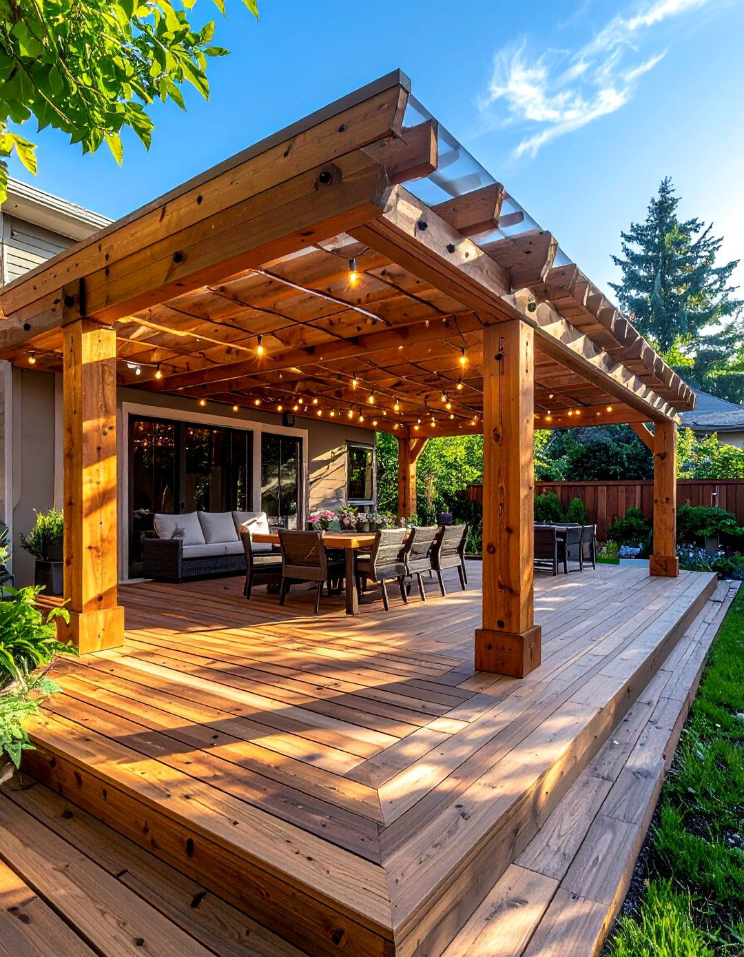 Covered Pergola Integration - 30 Backyard Deck Ideas on a Budget for Outdoor Fun