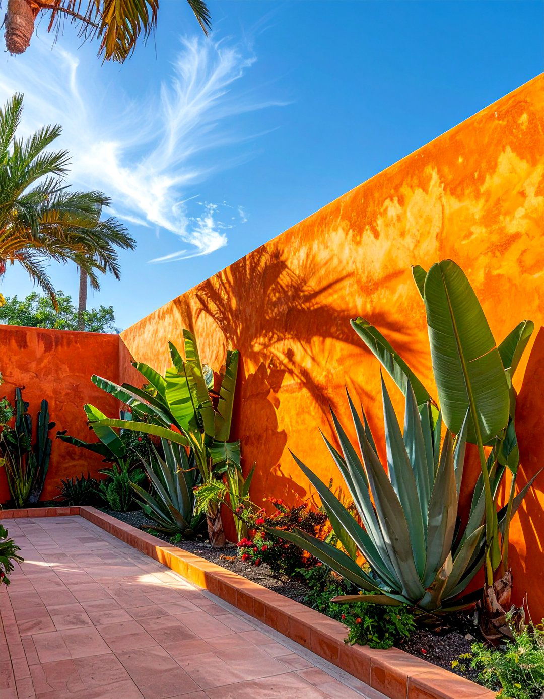 Creating Privacy with Stucco Walls in a Mexican Garden