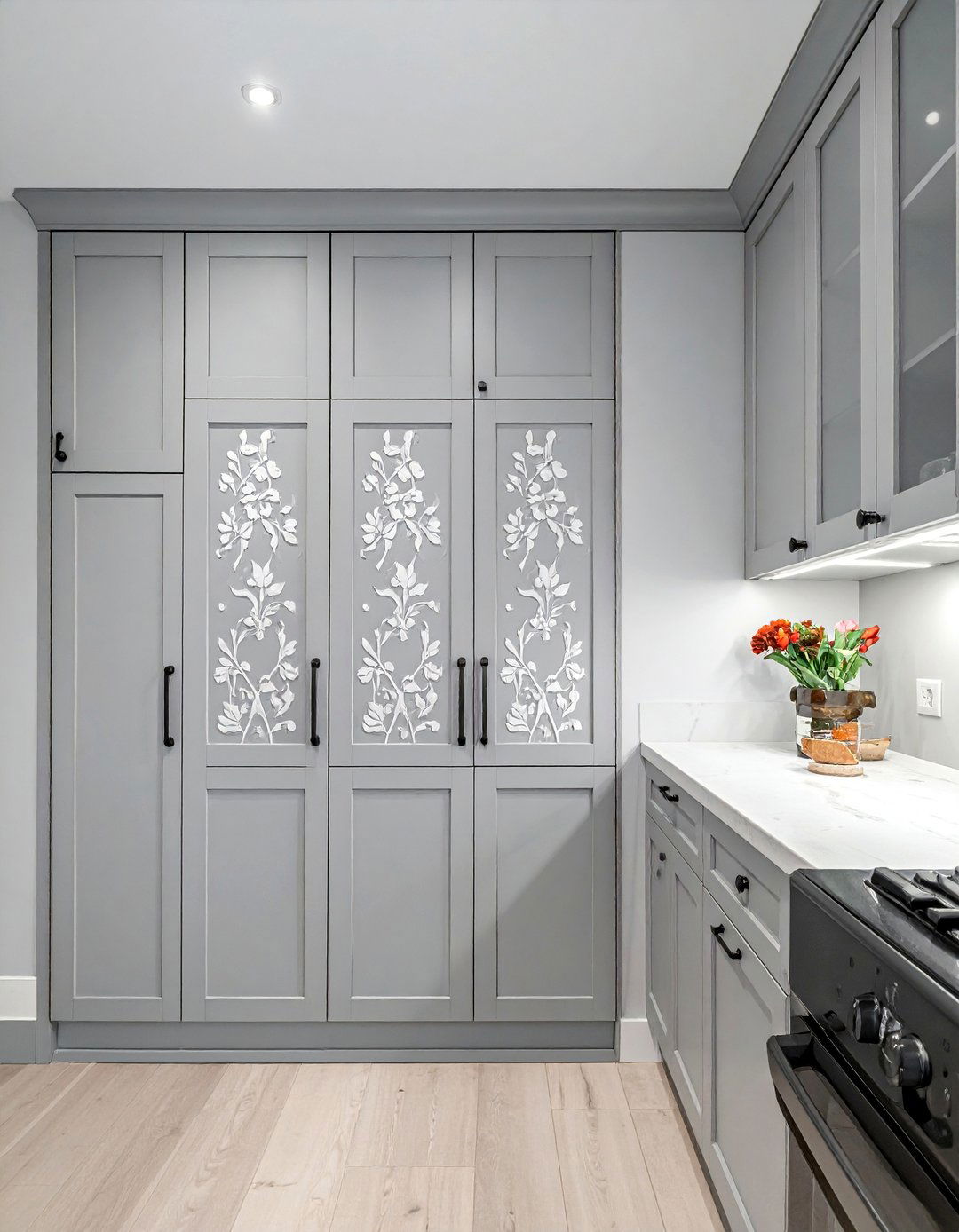 Creative Stenciled Painted Kitchen Cabinets - 40 Painted Kitchen Cabinet Ideas to Refresh Your Space