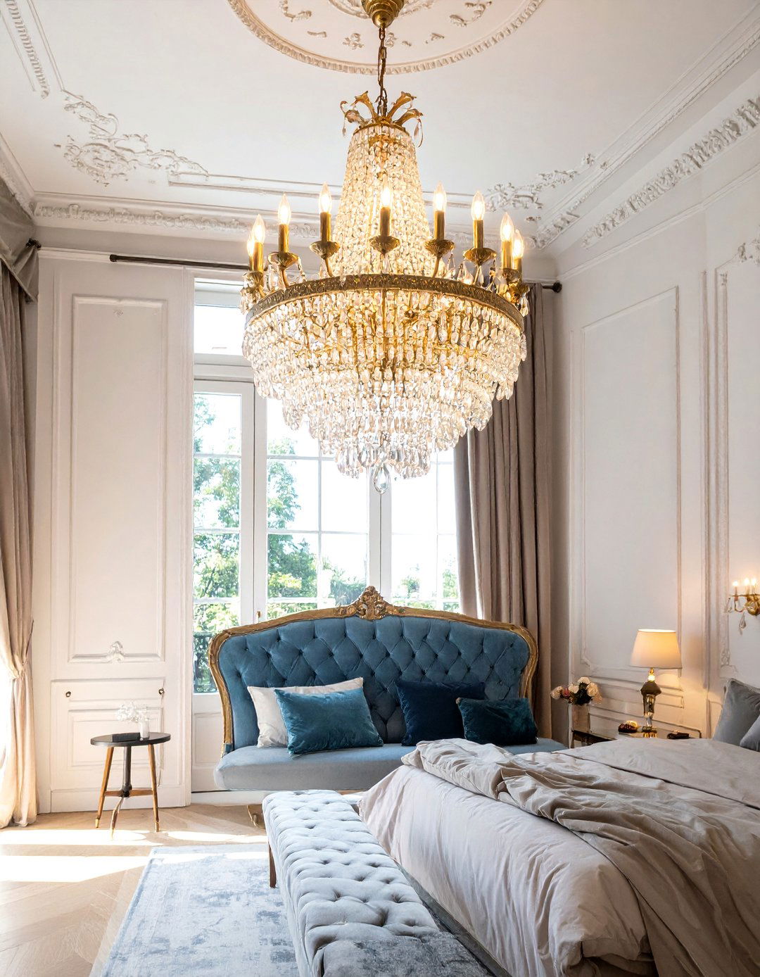 Crystal Basket Chandelier - 25 French Bedroom Decor Ideas for Elegant Spaces
