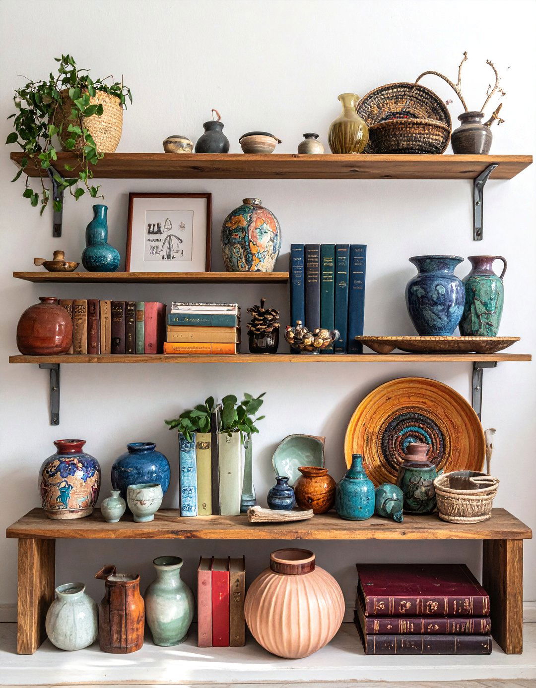 Curated Collections on Open Shelving - 30 Bohemian Maximalist Decor Ideas for a Bold Look