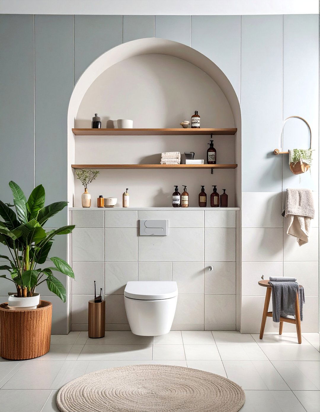 Curved Arch Shelving - 25 Over Toilet Storage Ideas to Maximize Bathroom Space