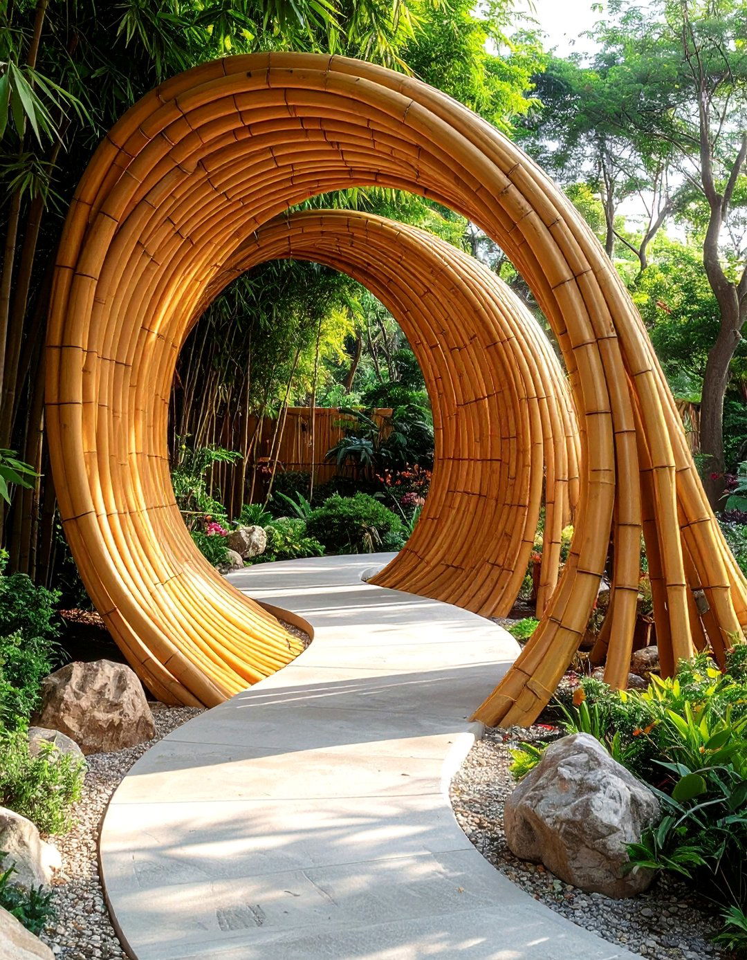 Curved Bamboo Garden Screen - 40 Japanese Fence Ideas for Serene Gardens