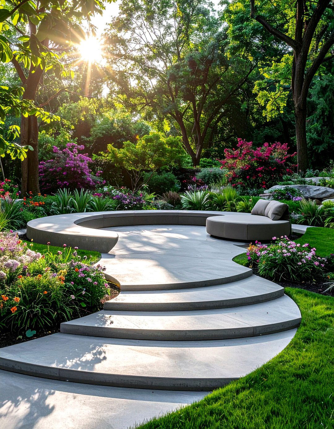 Curved Concrete Patio Design - 40 Concrete Patio Ideas for a Modern and Durable Outdoor Space
