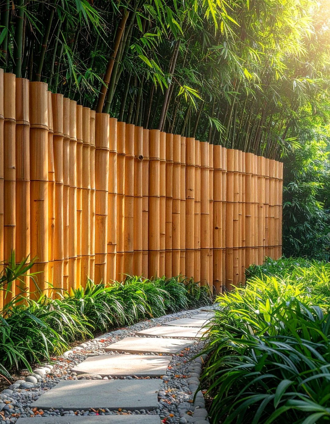 Curved Corner Bamboo Fence - 40 Japanese Fence Ideas for Serene Gardens