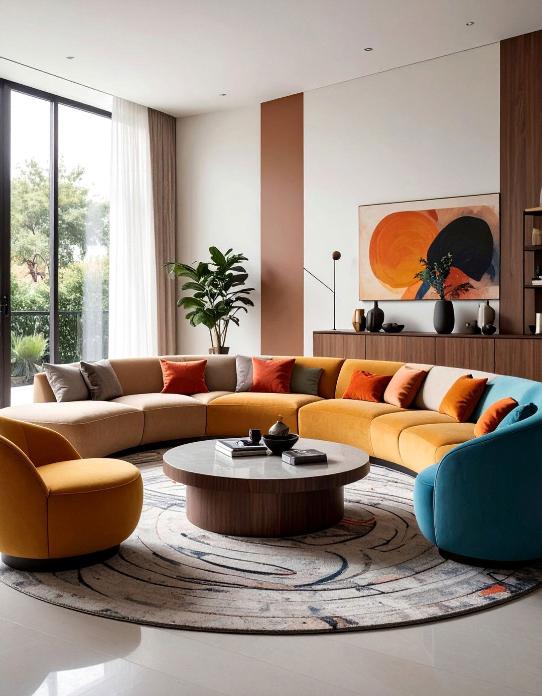 Curved Furniture Silhouettes - 25 Organic Modern Living Room Design Ideas for Serenity
