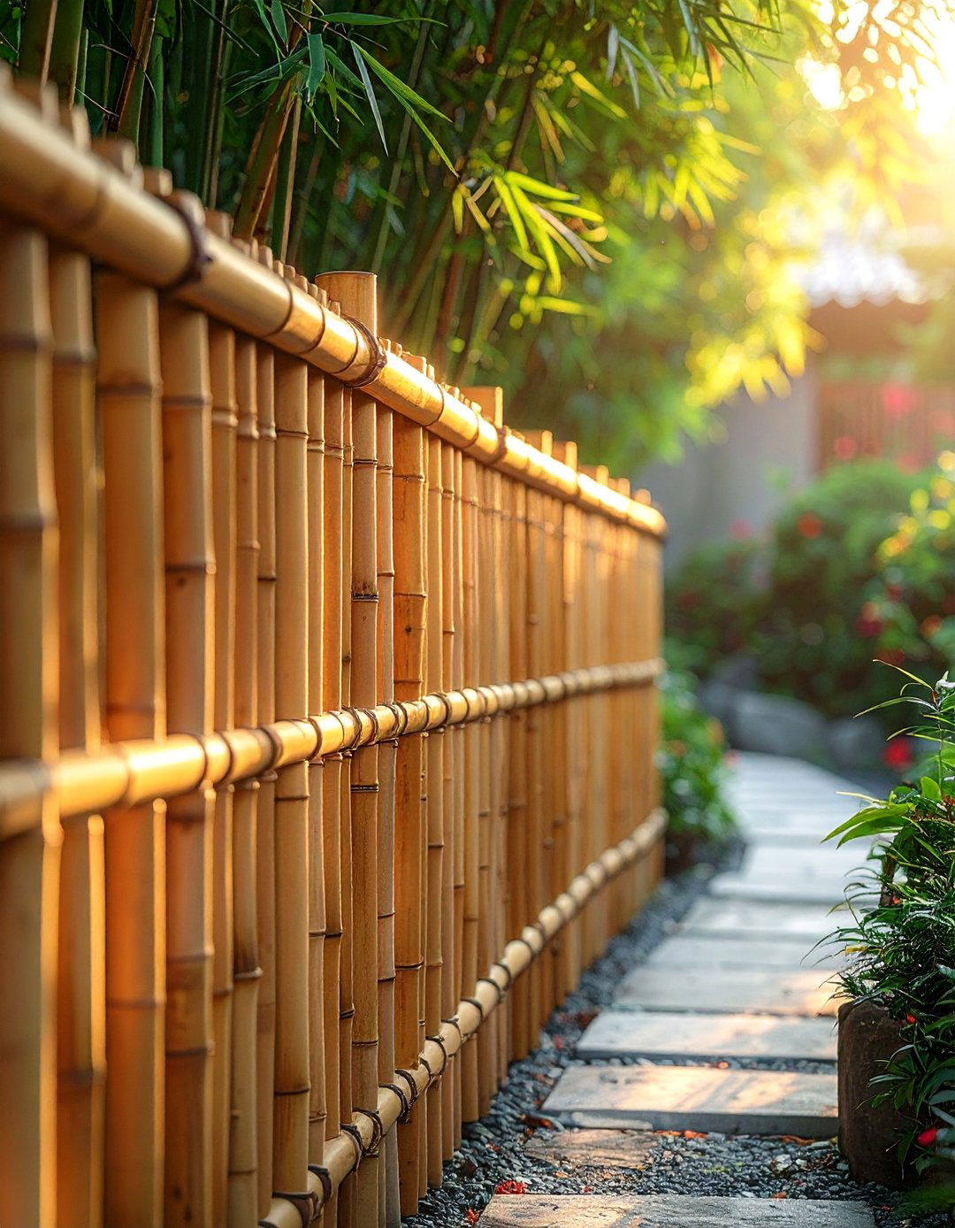 Curved Top Bamboo Fence - 40 Japanese Fence Ideas for Serene Gardens