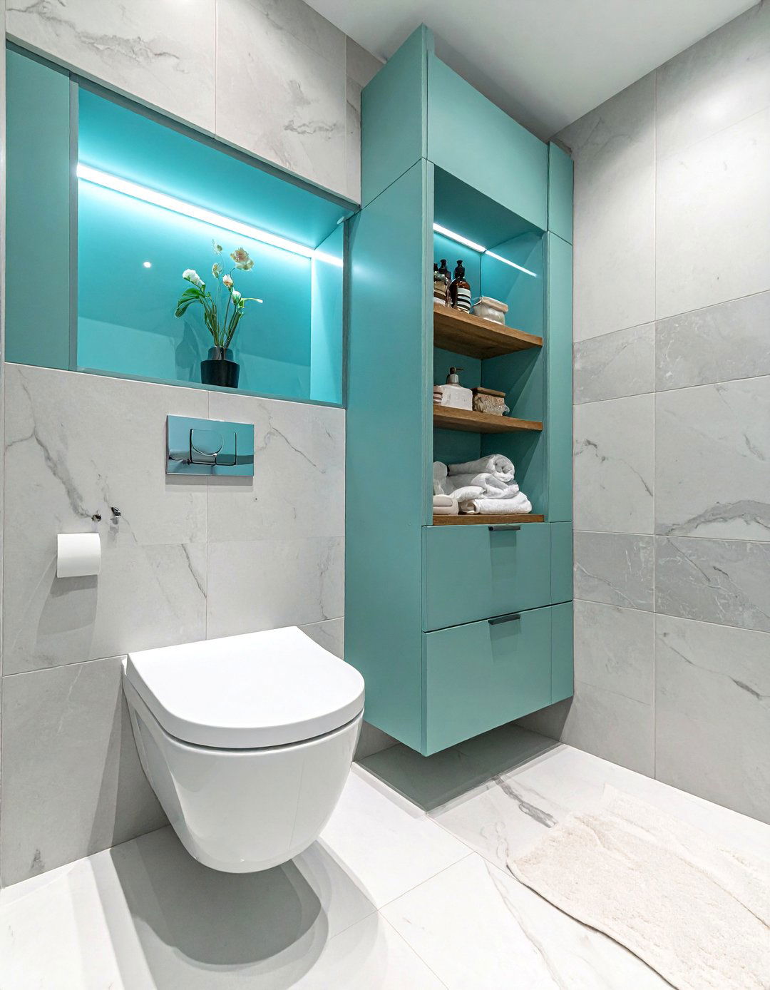 Custom Built In Niche - 25 Over Toilet Storage Ideas to Maximize Bathroom Space