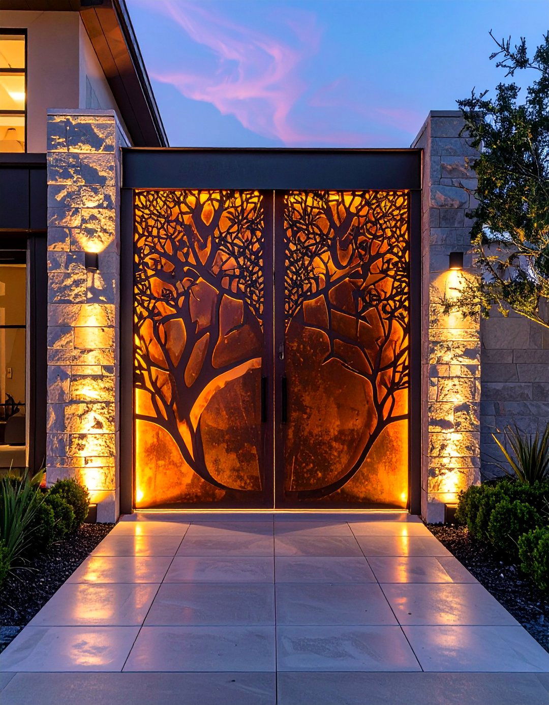 Custom Laser Cut Metal Front Door Gate - 20 Front Door Gate Ideas to Boost Curb Appeal