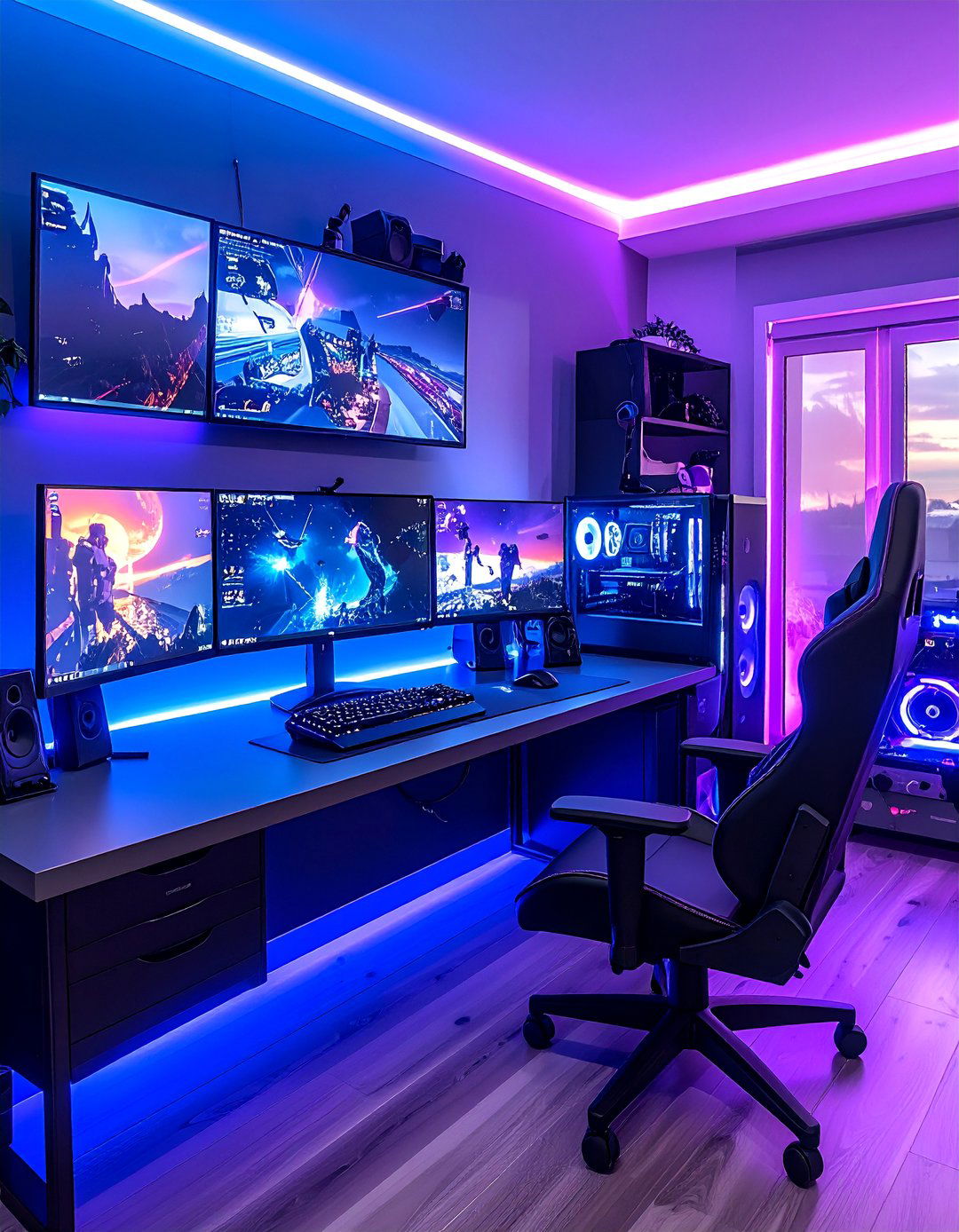 Cyberpunk Gaming Battle Station - 40 Anime Room Ideas for the Ultimate Fan Experience