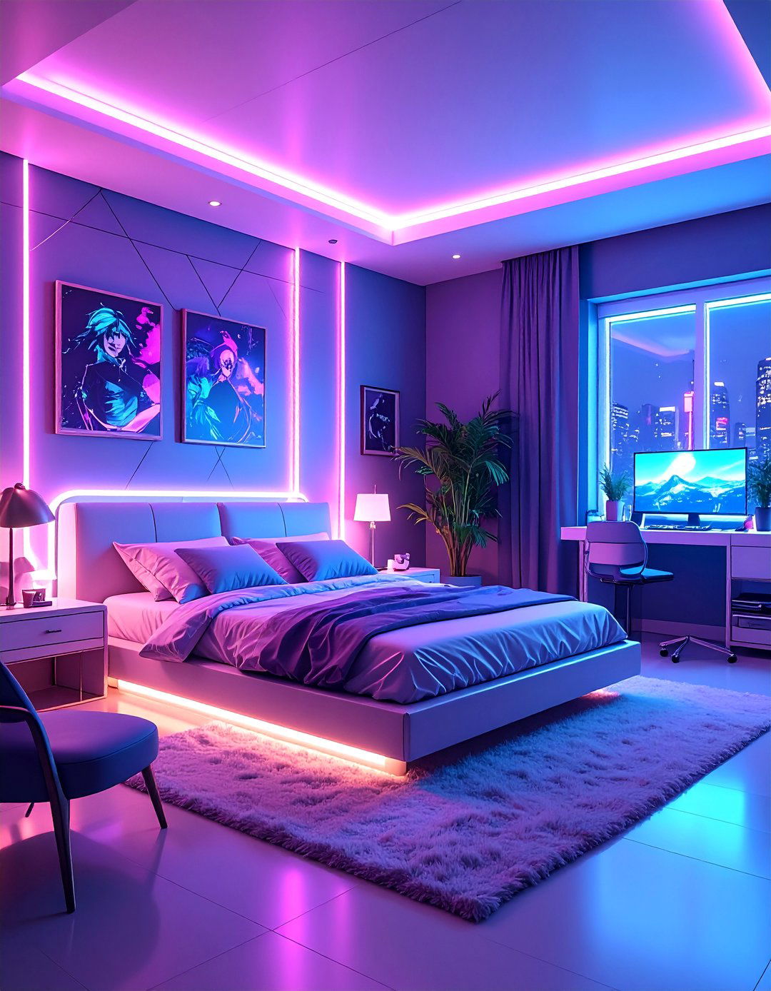 Cyberpunk Neon Anime Sanctuary - 40 Anime Room Ideas for the Ultimate Fan Experience