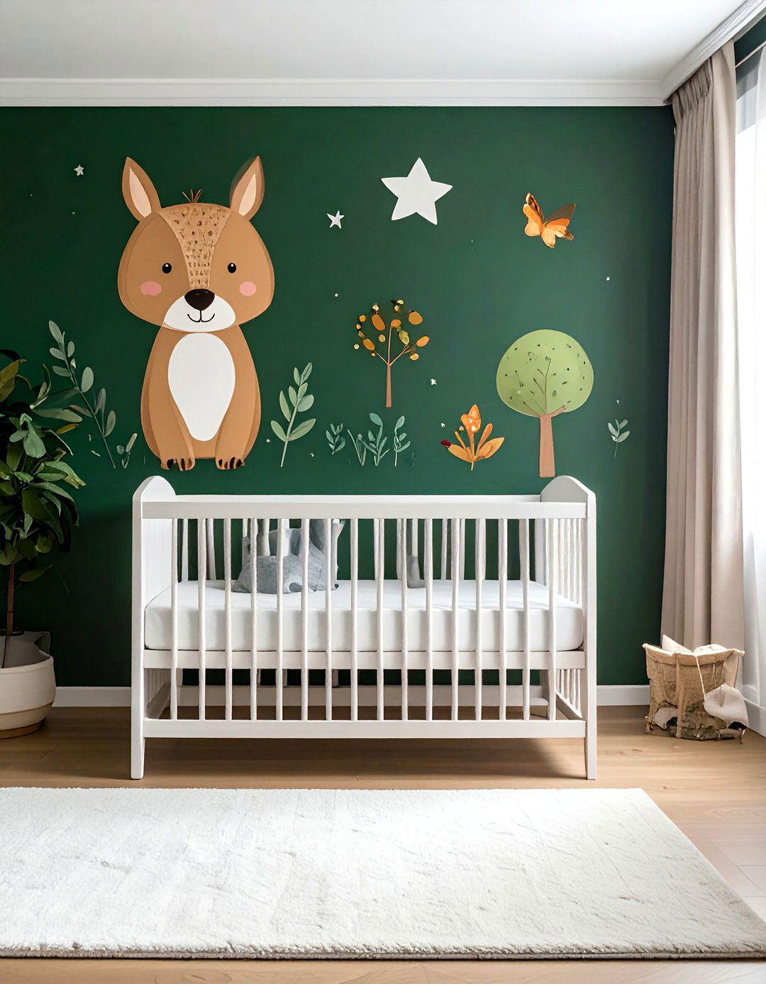 Dark Green Accent Wall in a Nursery - 40 Dark Green Accent Wall Ideas for Bold Spaces