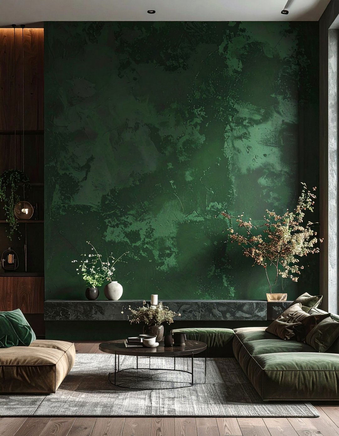 Dark Green Limewash Accent Wall - 40 Dark Green Accent Wall Ideas for Bold Spaces