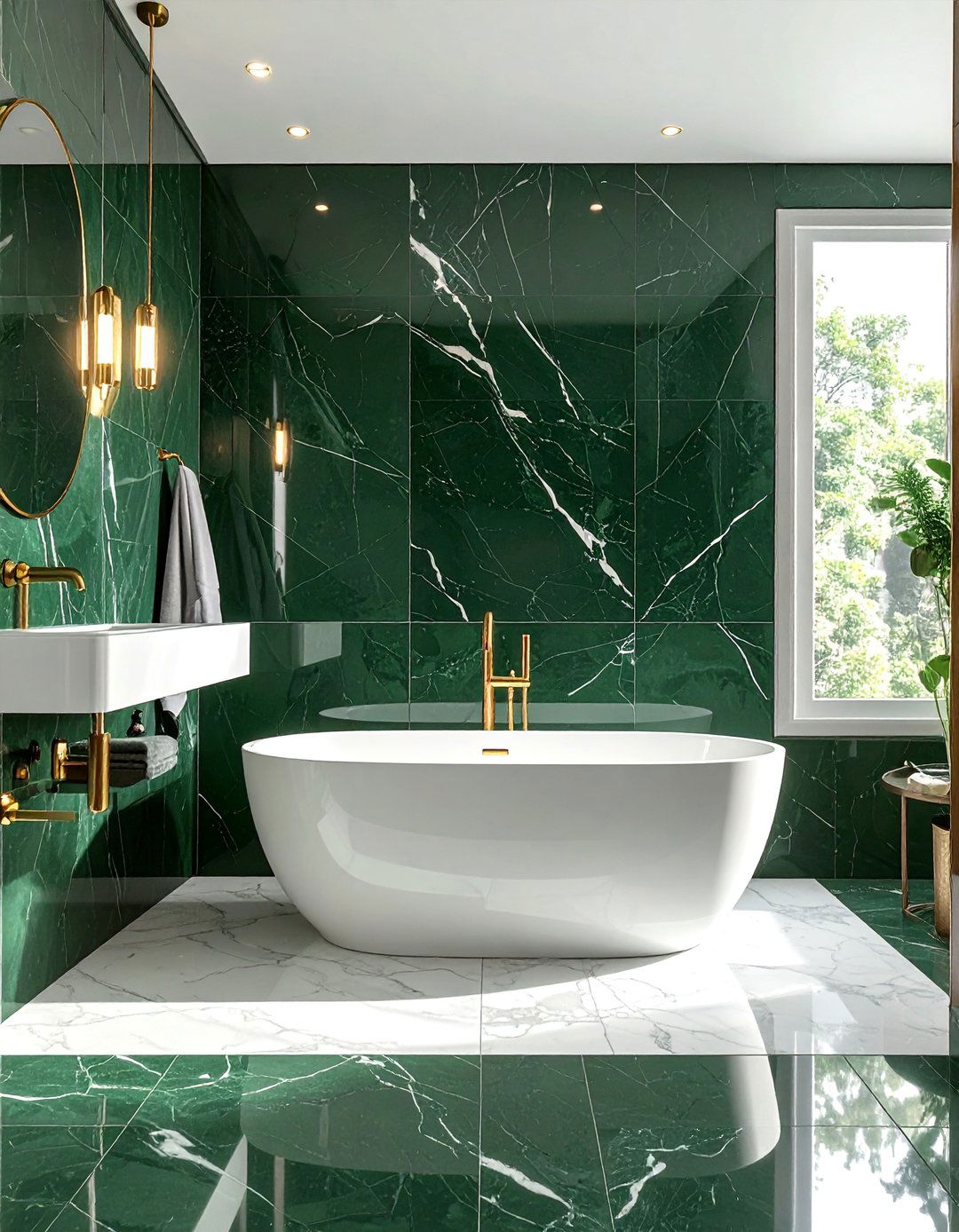 Dark Green Marble Tile Bathroom - 25 Green Tile Bathroom Ideas for a Fresh Look