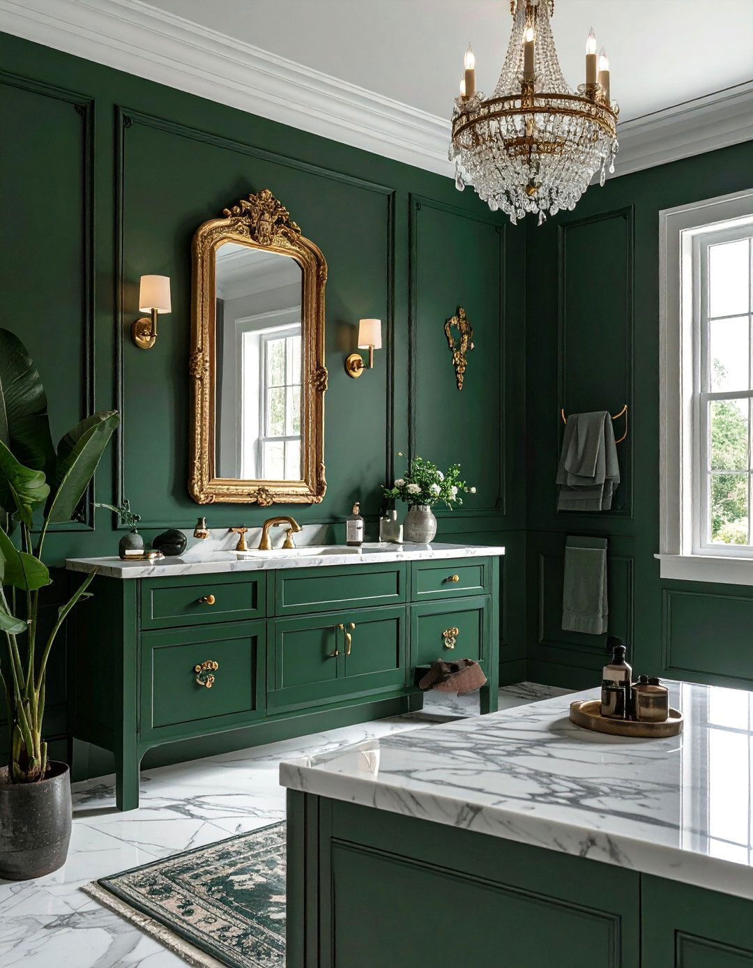 Dark Green Moody Bathroom - 40 Bathroom Paint Ideas for a Fresh New Look