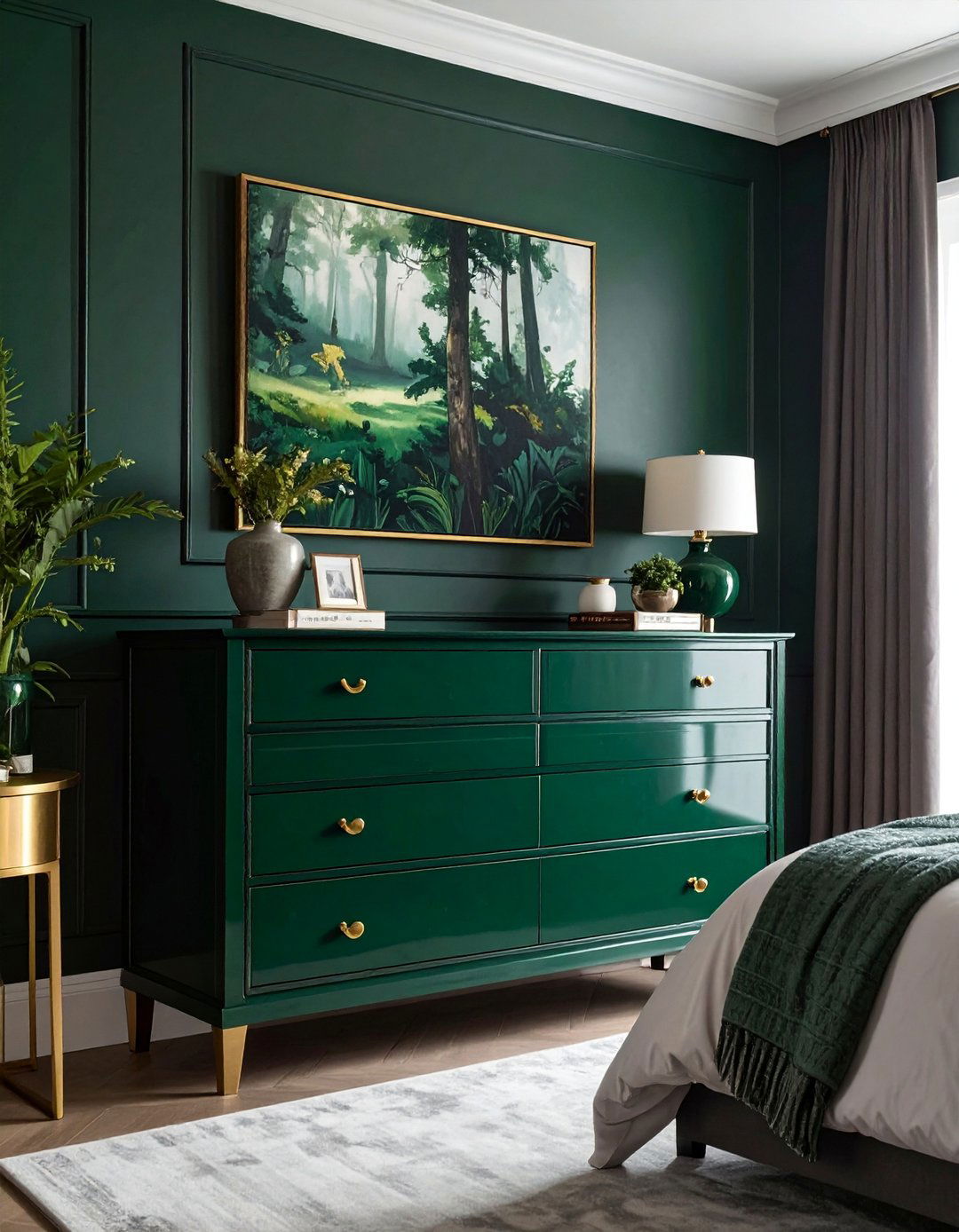 Dark Green Painted Furniture Drama - 20 Painted Bedroom Furniture Ideas to Refresh Your Space