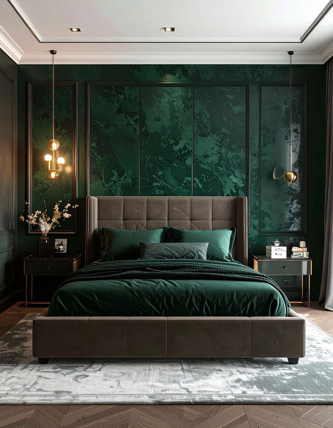 Dark Green Venetian Plaster Accent Wall - 40 Dark Green Accent Wall Ideas for Bold Spaces