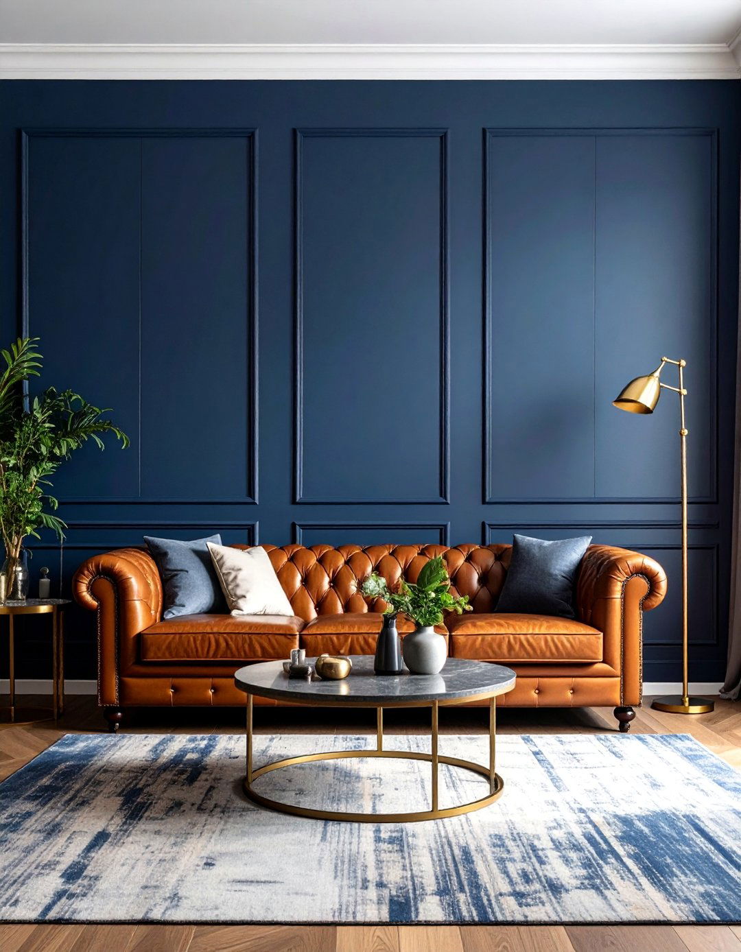 Dark Living Room Featuring a Navy Blue Palette - 30 Dark Living Room Ideas for a Moody Aesthetic