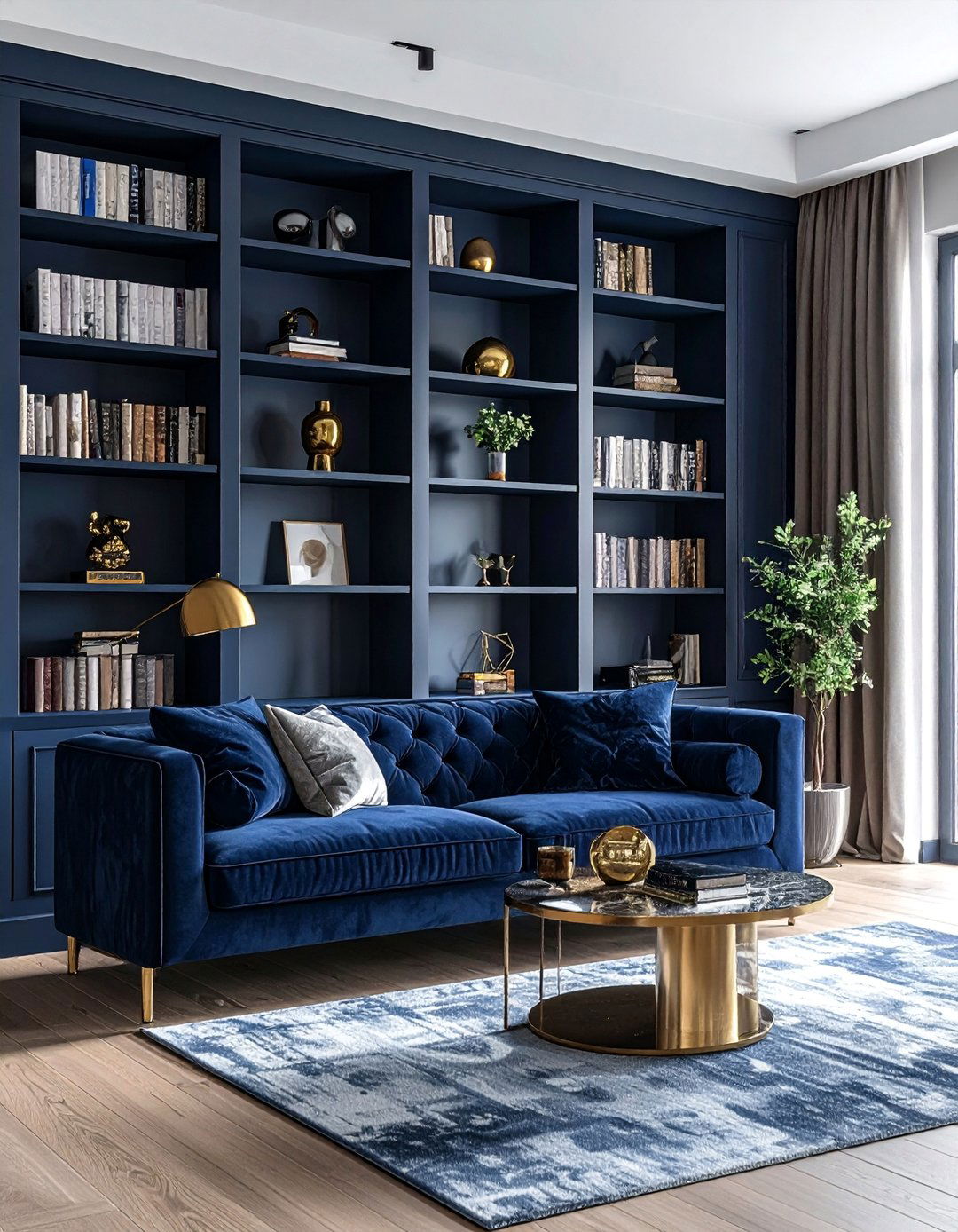 Dark Living Room Using Built In Bookshelves - 30 Dark Living Room Ideas for a Moody Aesthetic