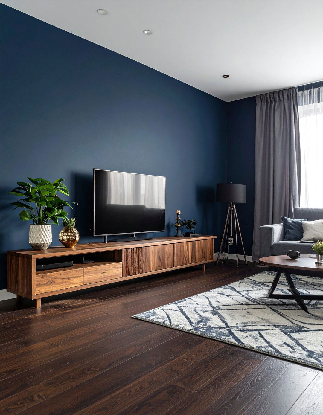Dark Living Room Utilizing Dark Wood Elements - 30 Dark Living Room Ideas for a Moody Aesthetic