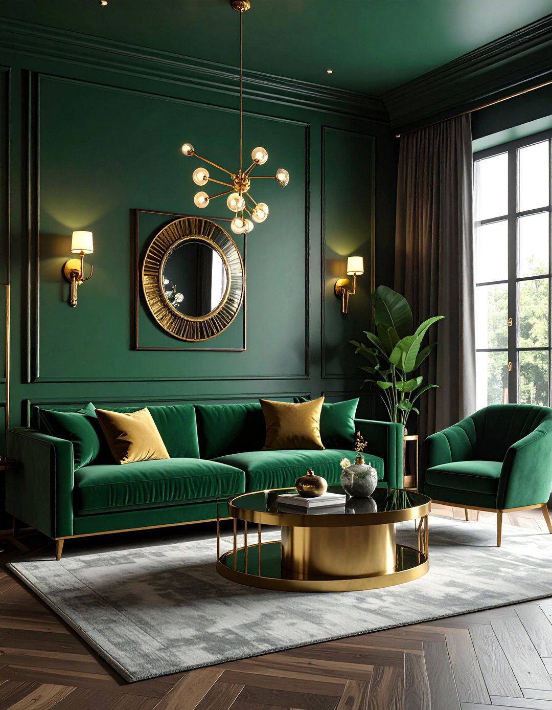 Dark Living Room with Gold and Brass Fixtures - 30 Dark Living Room Ideas for a Moody Aesthetic