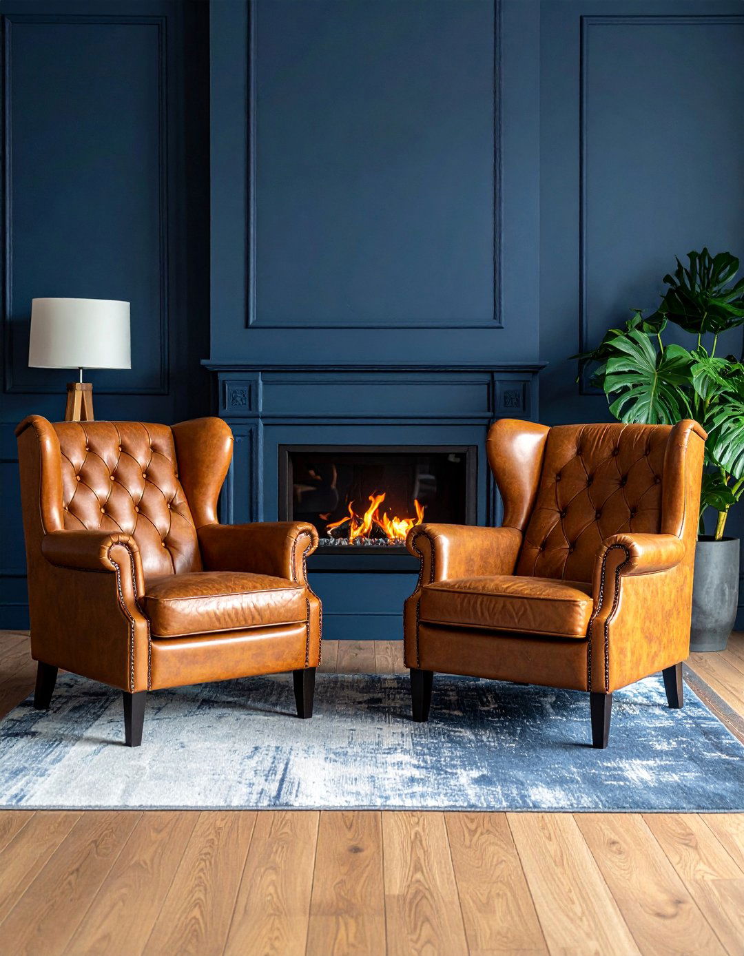 Dark Living Room with Leather Armchairs - 30 Dark Living Room Ideas for a Moody Aesthetic