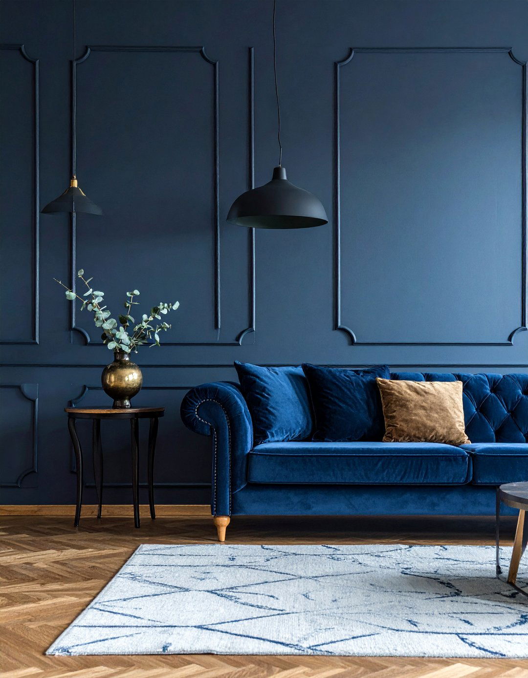 Dark Living Room with Wainscoting Panels - 30 Dark Living Room Ideas for a Moody Aesthetic