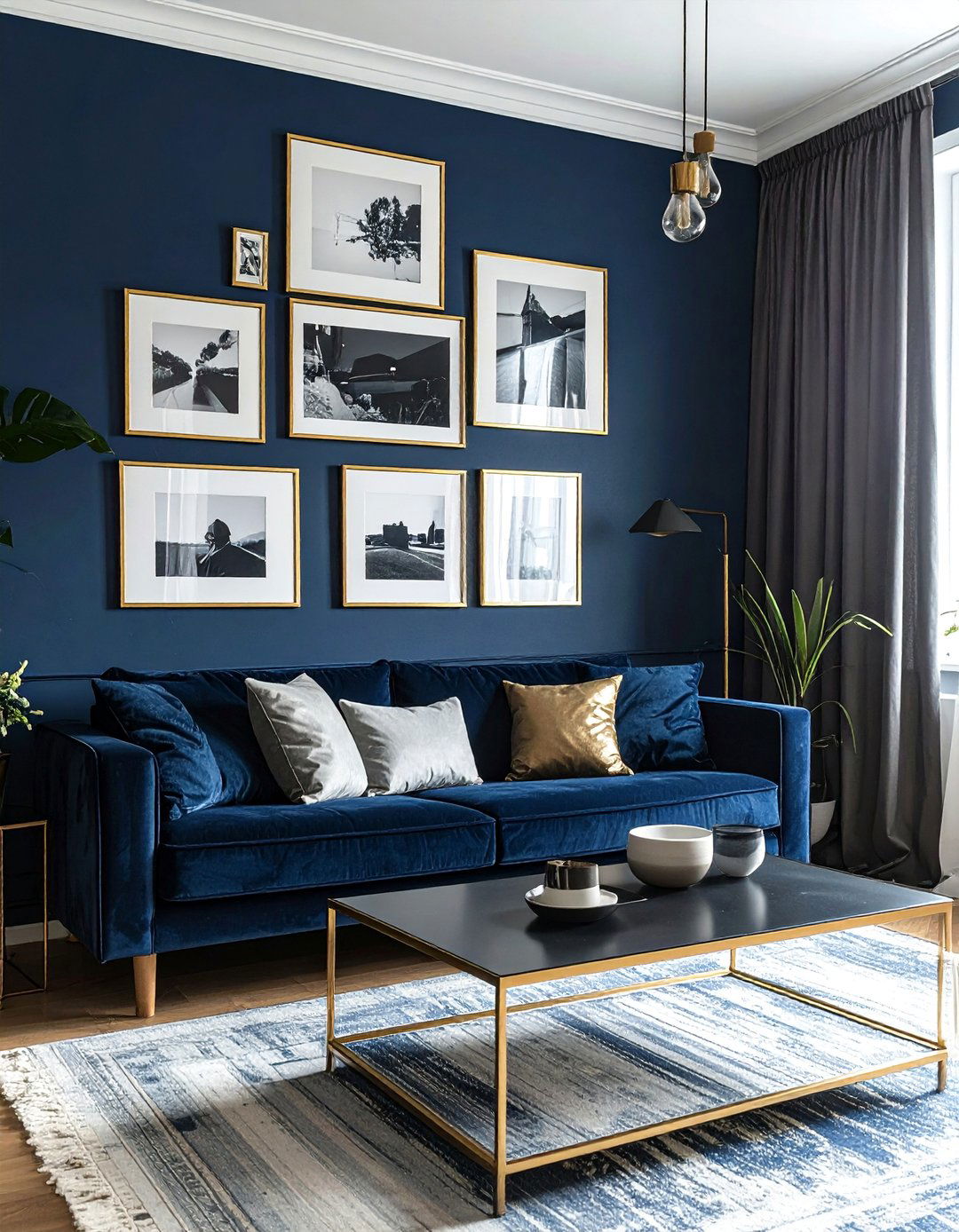 Dark Living Room with a Gallery Wall - 30 Dark Living Room Ideas for a Moody Aesthetic