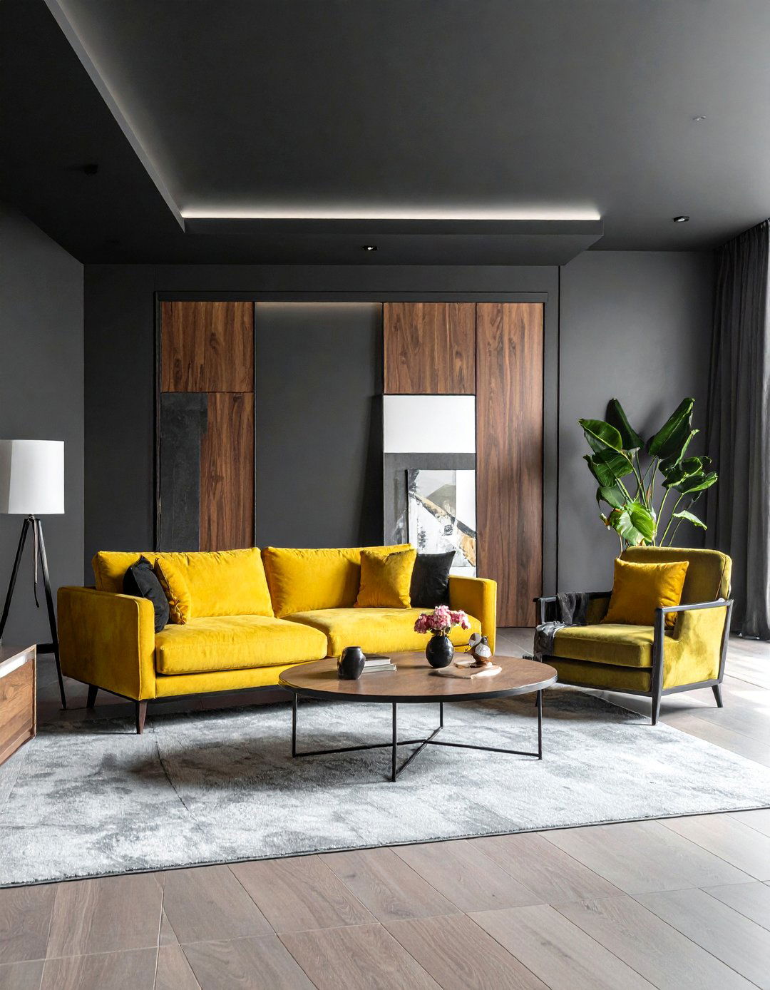Dark Living Room with a Painted Black Ceiling - 30 Dark Living Room Ideas for a Moody Aesthetic