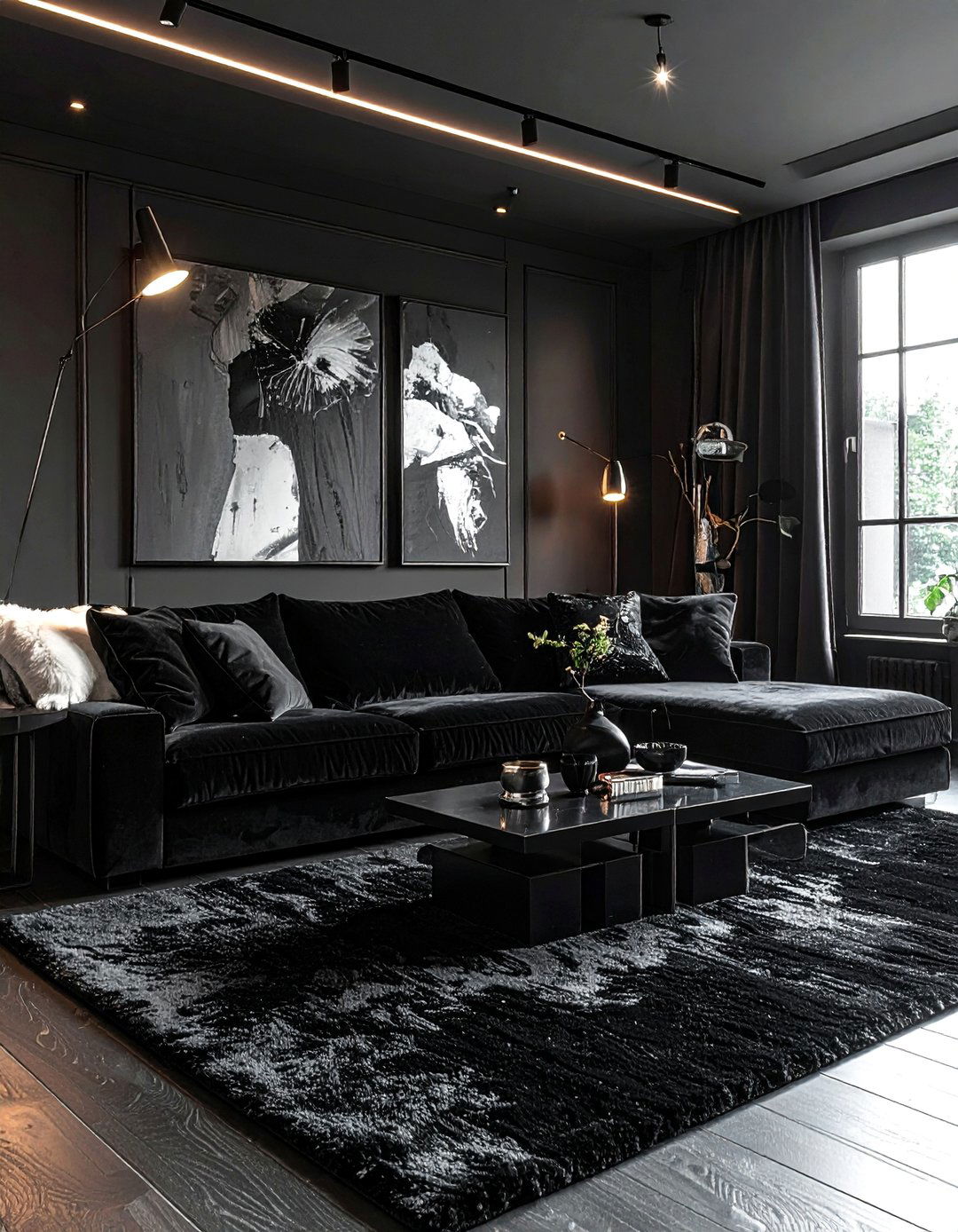 Dark Living Room with an All Black Theme - 30 Dark Living Room Ideas for a Moody Aesthetic