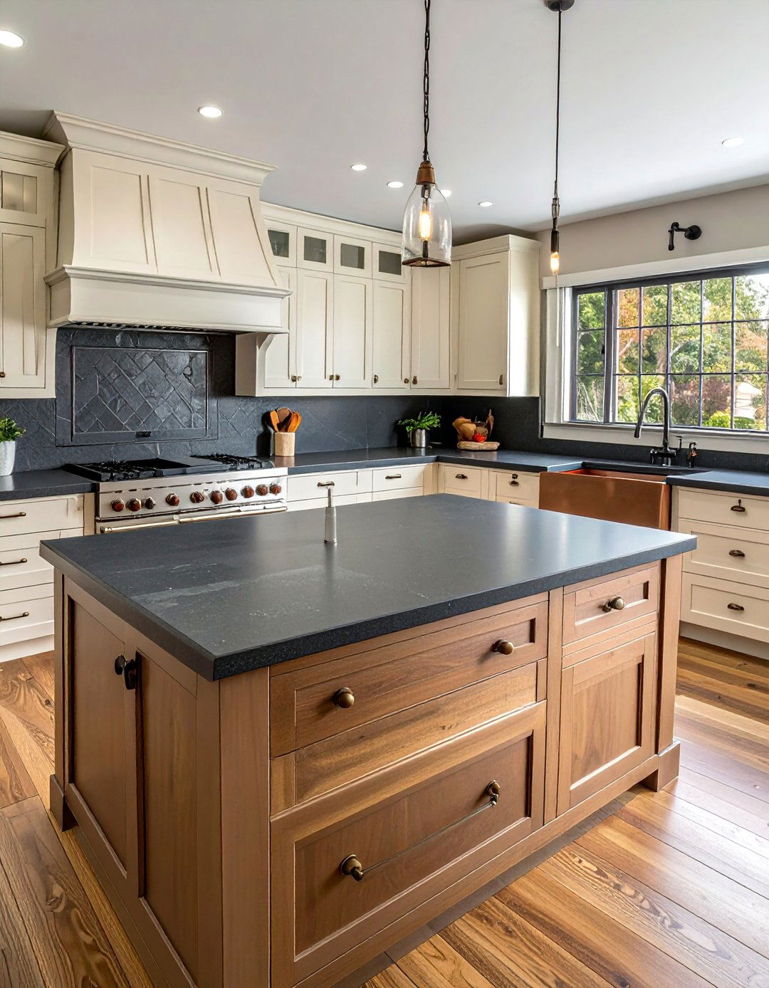 Dark Soapstone Countertops with Cream Cabinets - 20 Kitchen With Dark Countertops and Light Cabinets