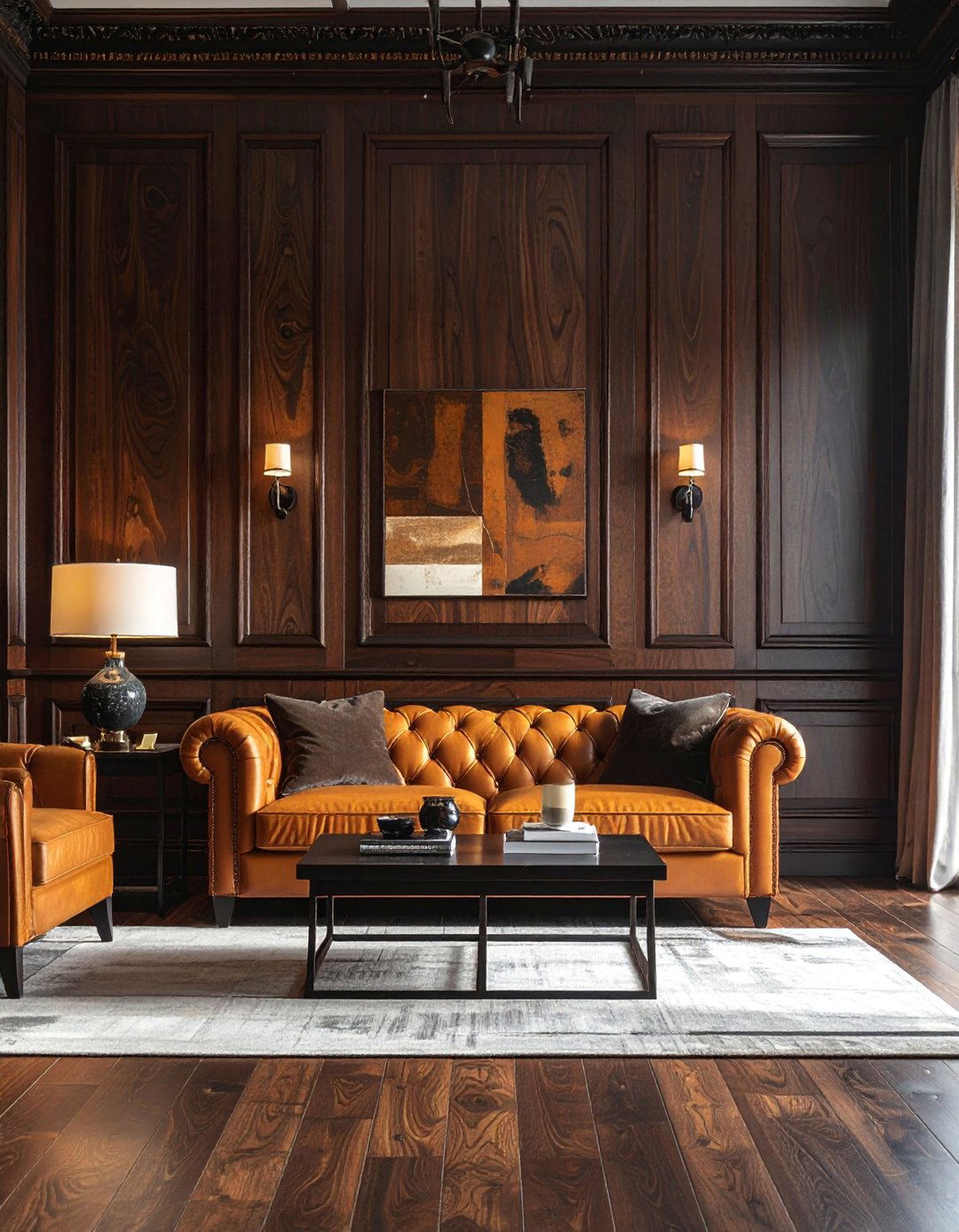 Dark Stained Dramatic Wood Panels - 40 Wall Paneling Ideas to Elevate Your Home's Interior Design