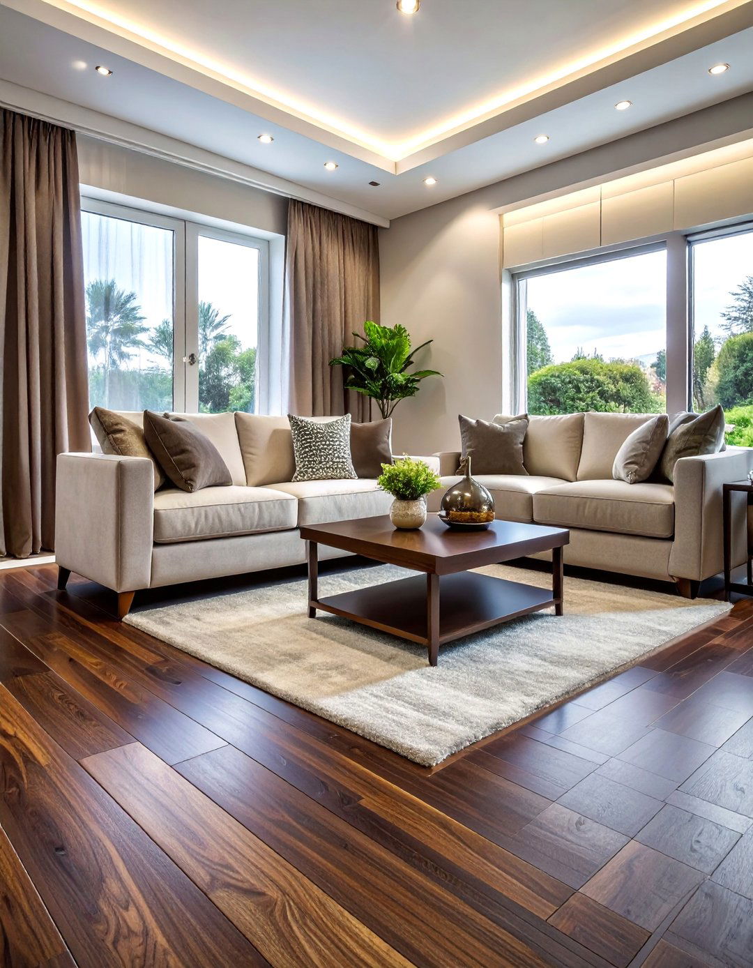 Dark Walnut Wide Planks - 20 Living Room Vinyl Flooring Ideas for Modern Homes
