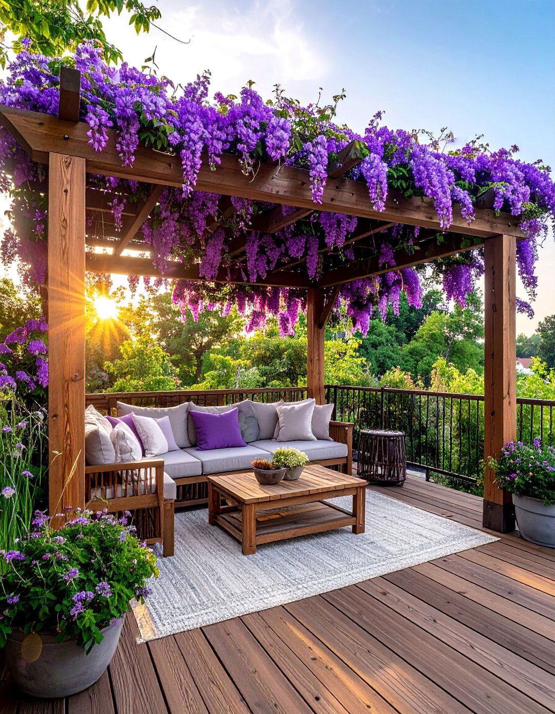 Deck Decorating with Climbing Vines on a Trellis