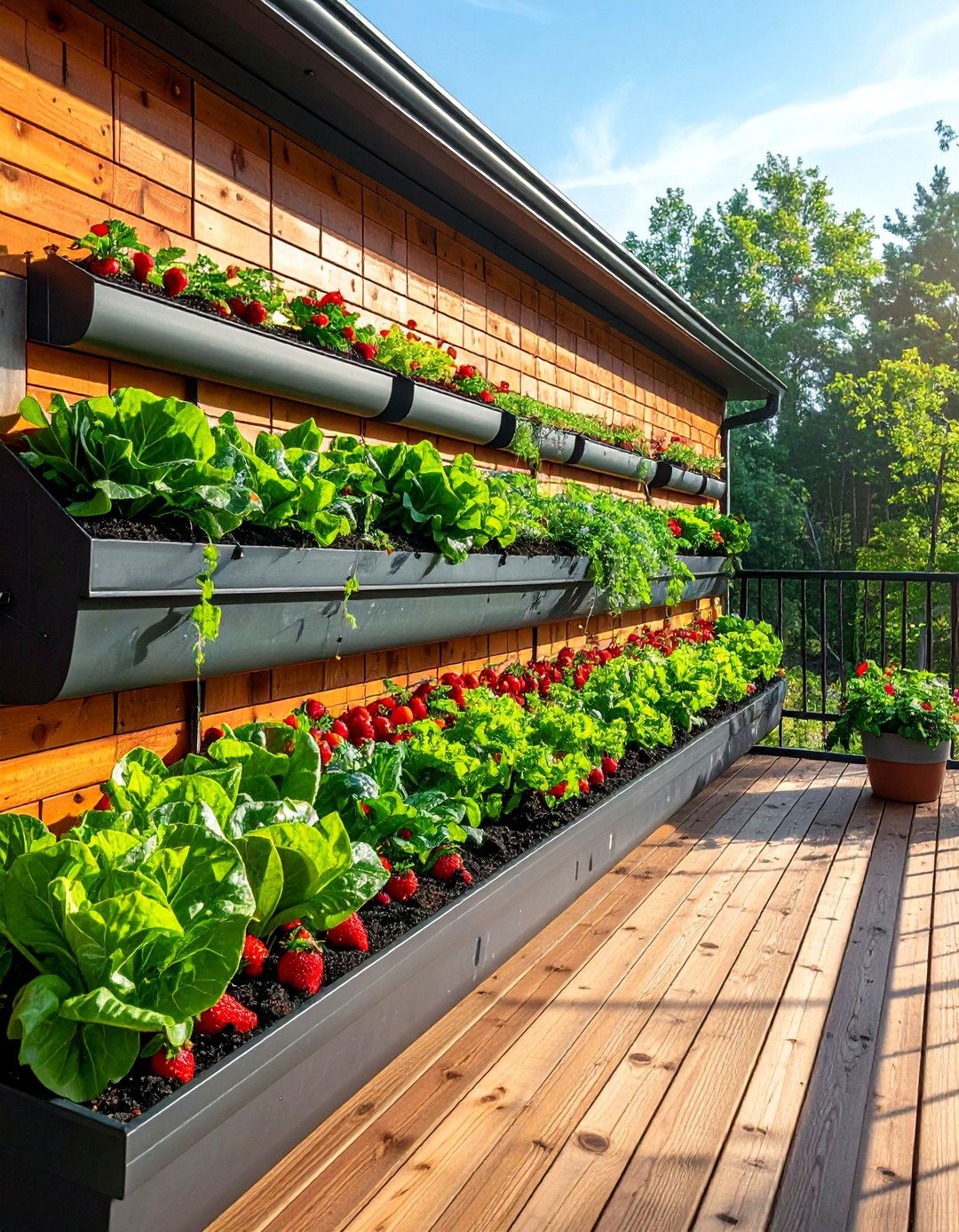 Deck Decorating with Gutter Gardens - 25 Deck Decorating Ideas With Plants for a Lush Oasis