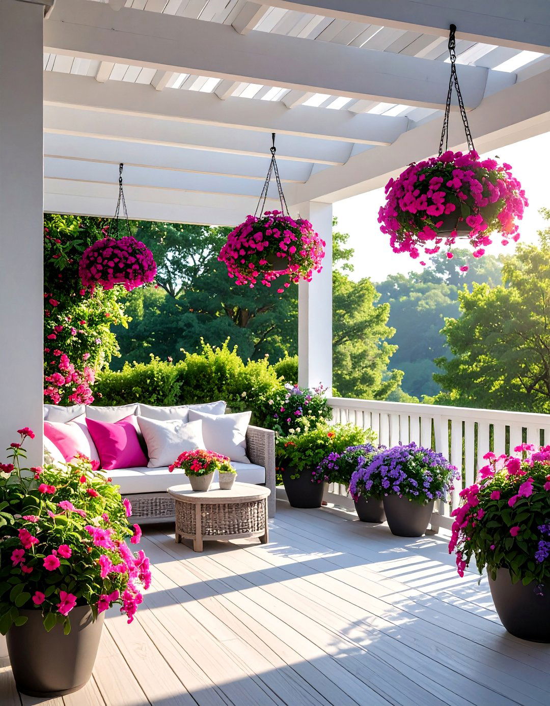 Deck Decorating with Hanging Baskets - 25 Deck Decorating Ideas With Plants for a Lush Oasis