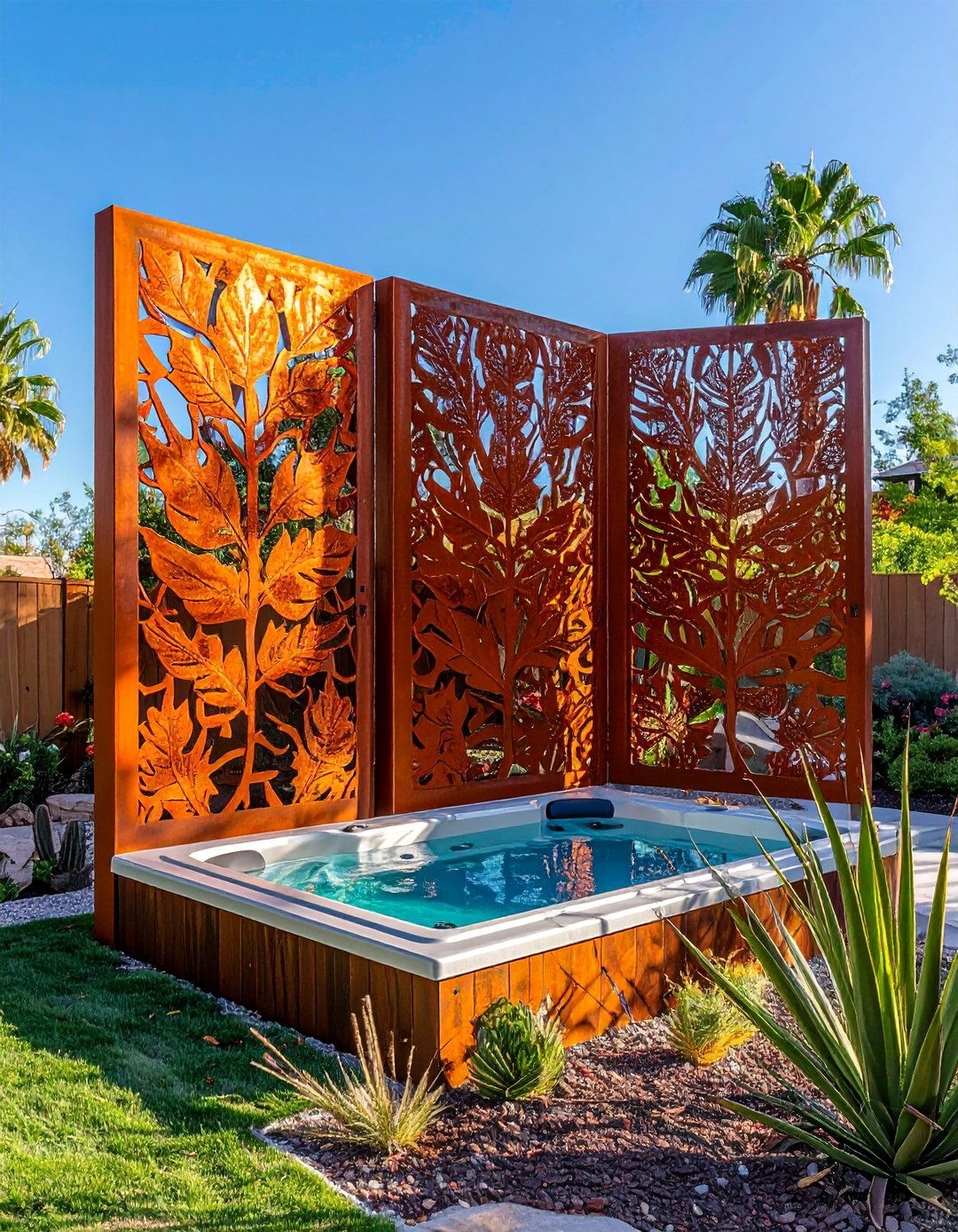 Decorative Metal Privacy Screens - 30 Las Vegas Backyard Landscaping Ideas for Desert Living