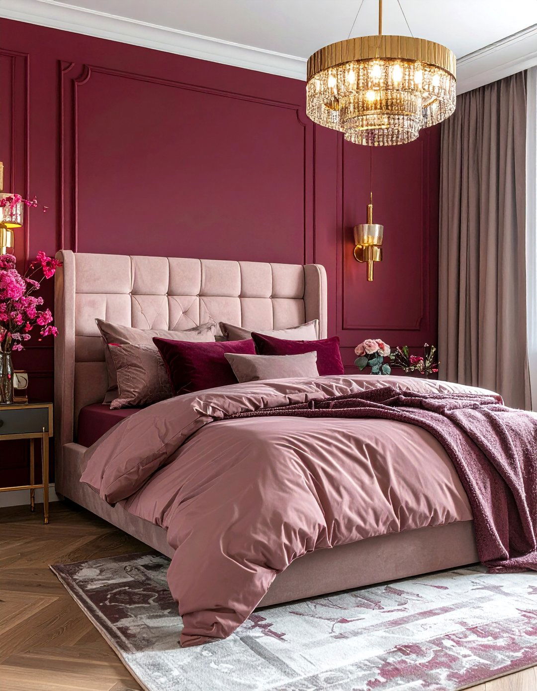 Deep Burgundy and Dusty Rose Tones - 30 Colorful Bedroom Ideas for a Vibrant Space